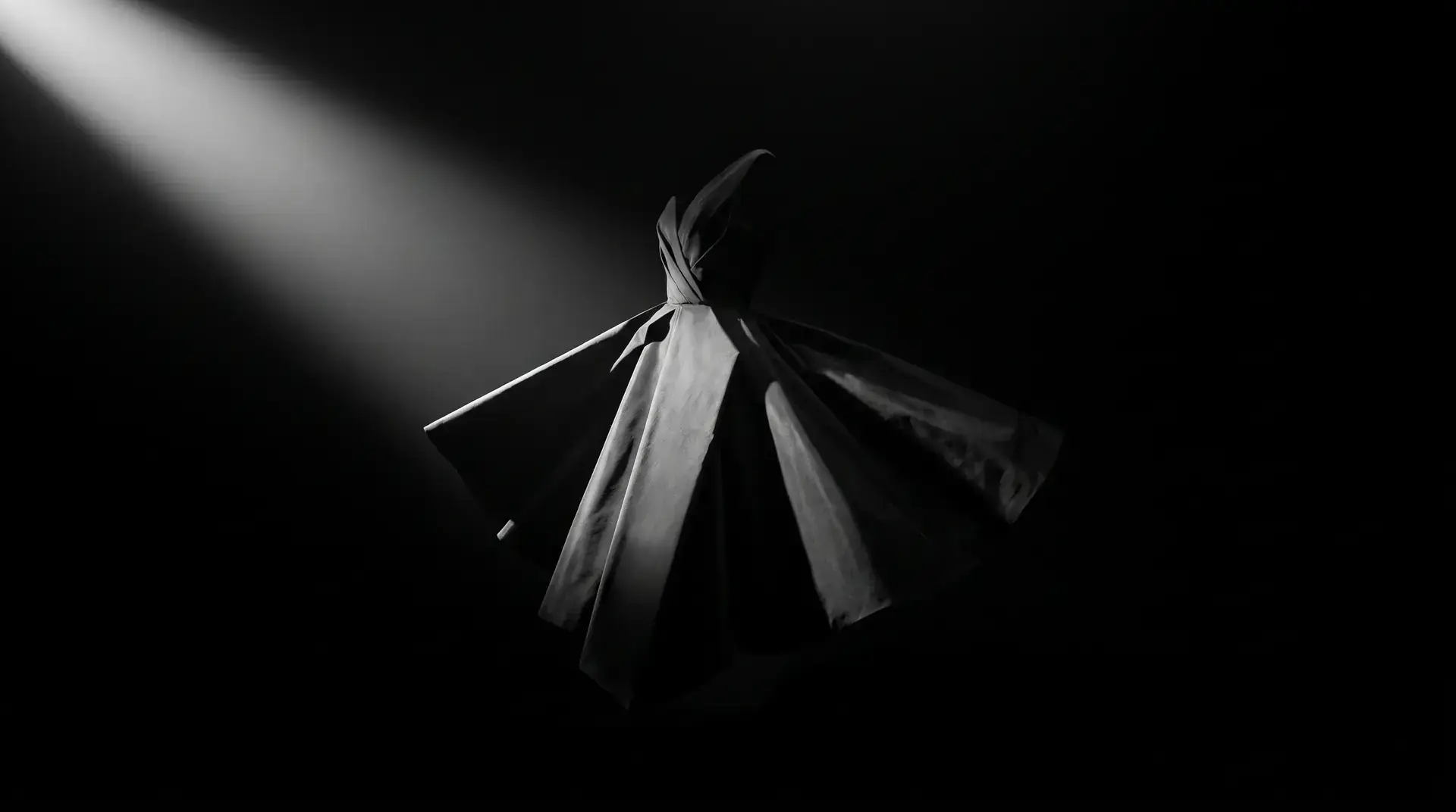 Evening gown in black silk faille, hand-draped