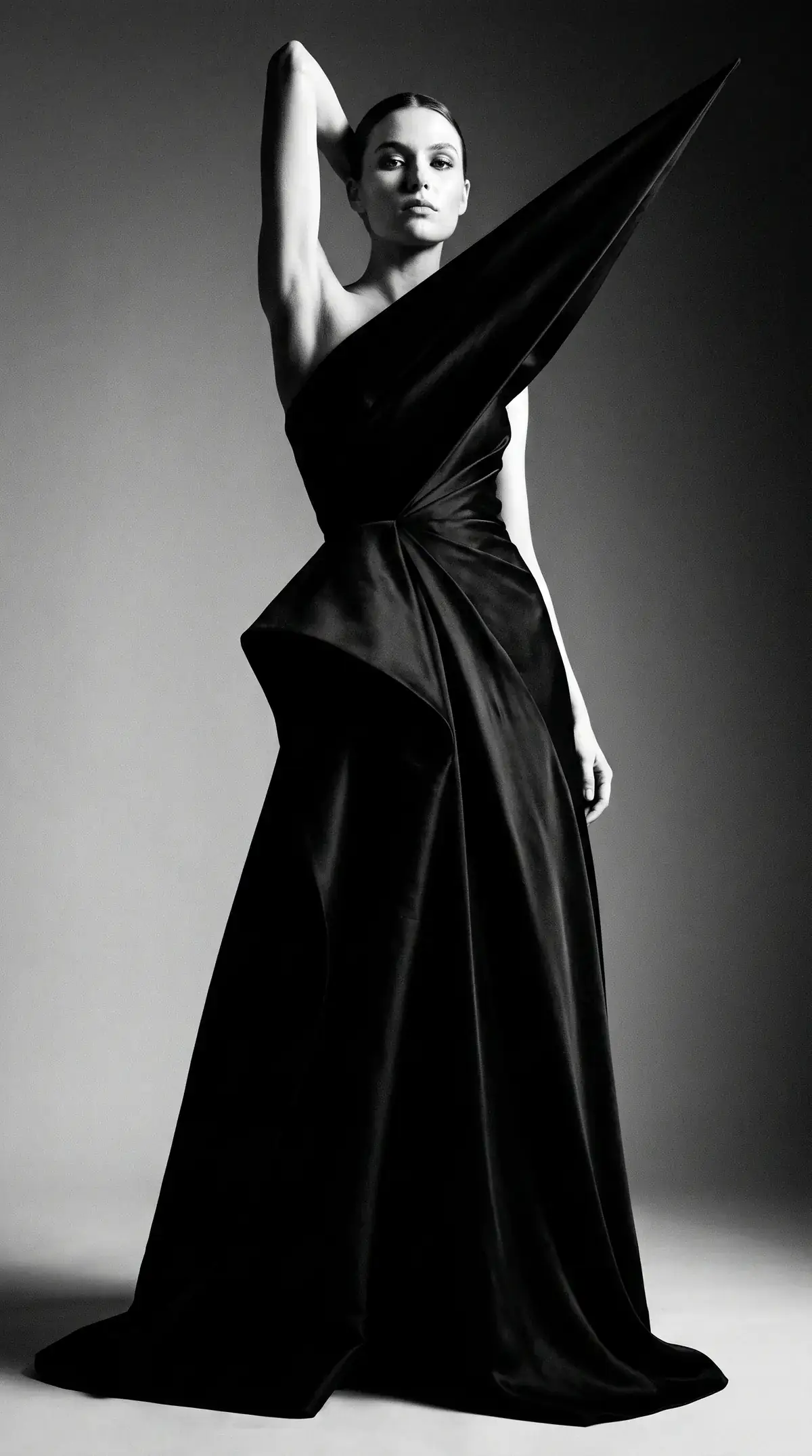 Dress in wool crêpe, cut on the bias
